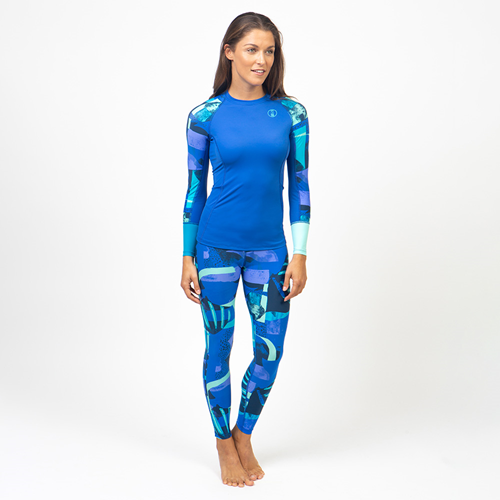 Fourth Element Hydroskin Women's Rashguard Leggings -  Blue (Fin Collection)